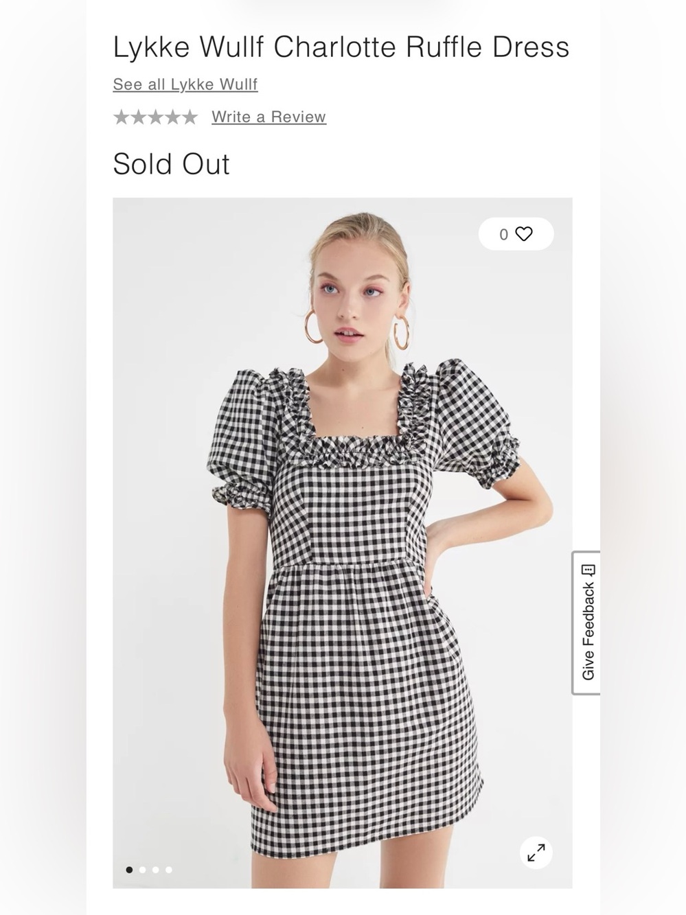 EUC Lykke Wullf Gingham Charlotte Ruffle Dress